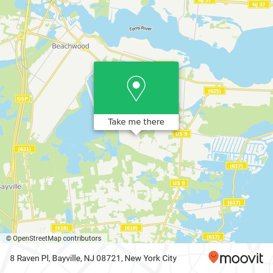 Mapa de 8 Raven Pl, Bayville, NJ 08721