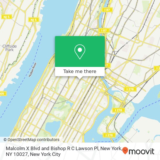 Mapa de Malcolm X Blvd and Bishop R C Lawson Pl, New York, NY 10027