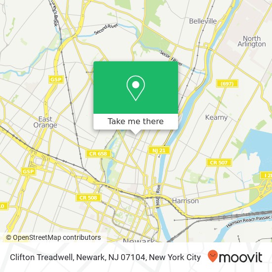 Mapa de Clifton Treadwell, Newark, NJ 07104