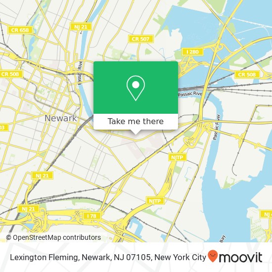 Mapa de Lexington Fleming, Newark, NJ 07105