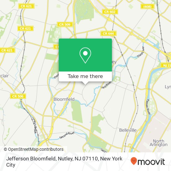 Mapa de Jefferson Bloomfield, Nutley, NJ 07110