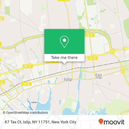 Mapa de 87 Tex Ct, Islip, NY 11751
