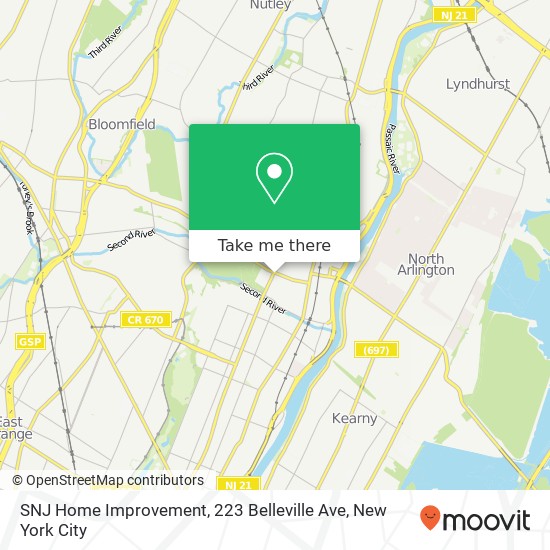 Mapa de SNJ Home Improvement, 223 Belleville Ave