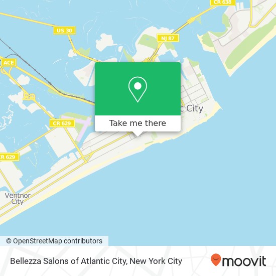 Bellezza Salons of Atlantic City map