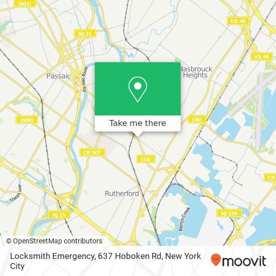 Mapa de Locksmith Emergency, 637 Hoboken Rd