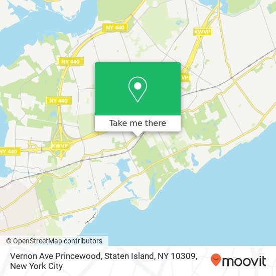 Mapa de Vernon Ave Princewood, Staten Island, NY 10309