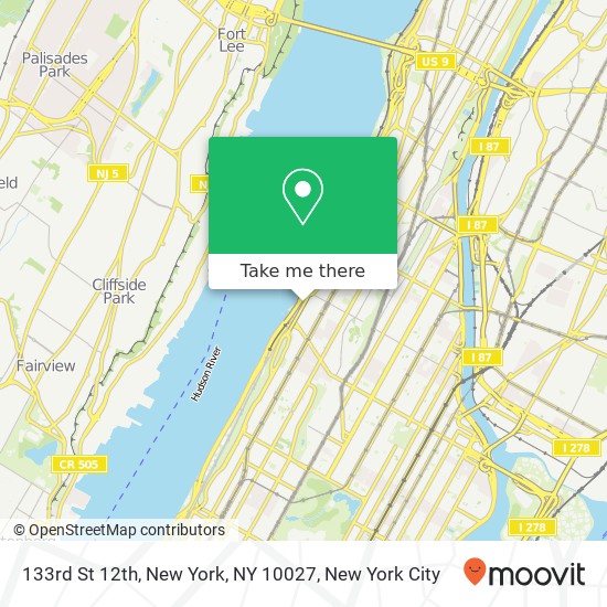 Mapa de 133rd St 12th, New York, NY 10027