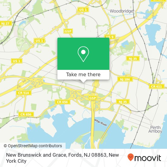 Mapa de New Brunswick and Grace, Fords, NJ 08863