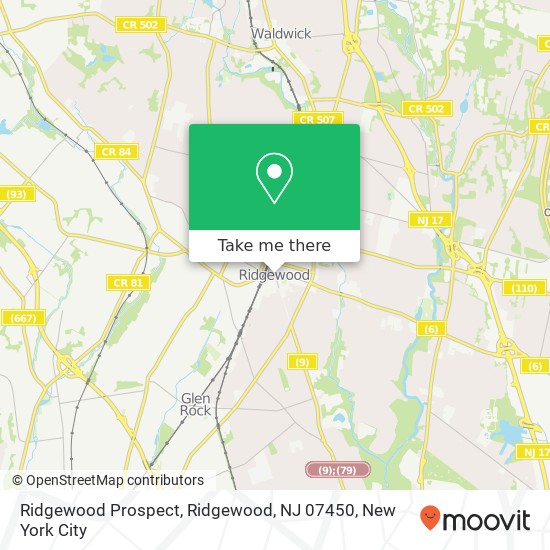 Mapa de Ridgewood Prospect, Ridgewood, NJ 07450