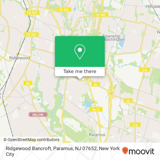 Mapa de Ridgewood Bancroft, Paramus, NJ 07652