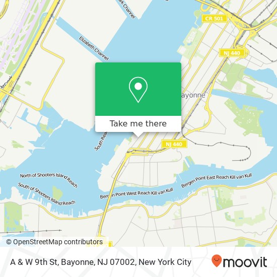 Mapa de A & W 9th St, Bayonne, NJ 07002