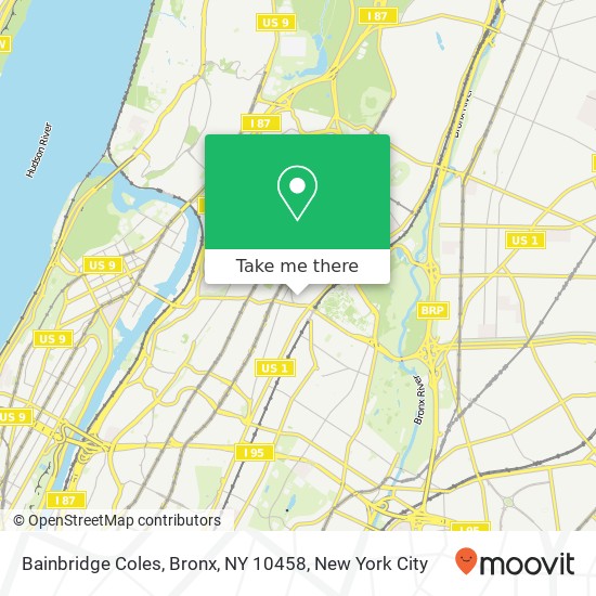 Mapa de Bainbridge Coles, Bronx, NY 10458