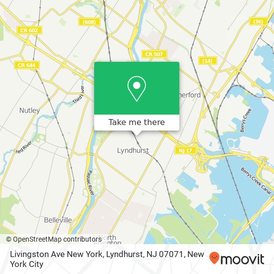 Livingston Ave New York, Lyndhurst, NJ 07071 map