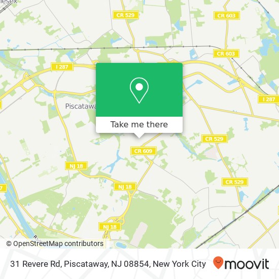 Mapa de 31 Revere Rd, Piscataway, NJ 08854