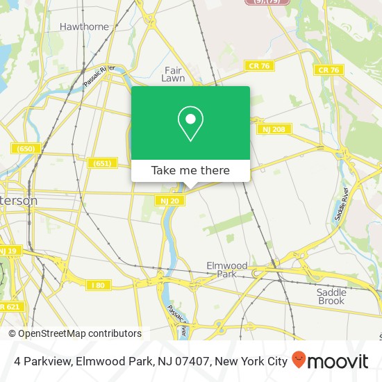 Mapa de 4 Parkview, Elmwood Park, NJ 07407