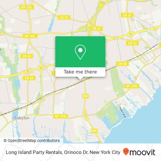 Mapa de Long Island Party Rentals, Orinoco Dr