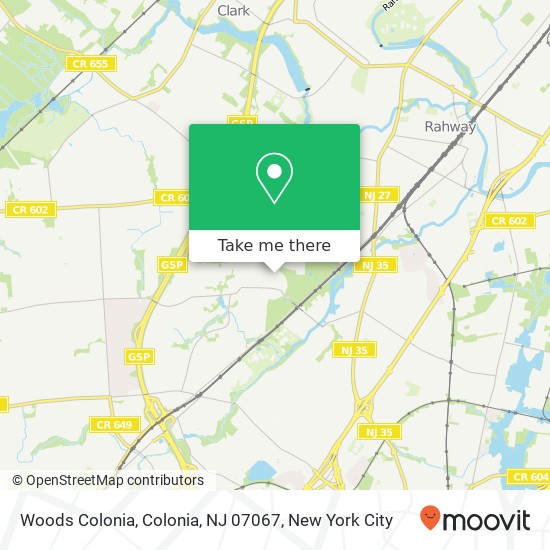 Mapa de Woods Colonia, Colonia, NJ 07067