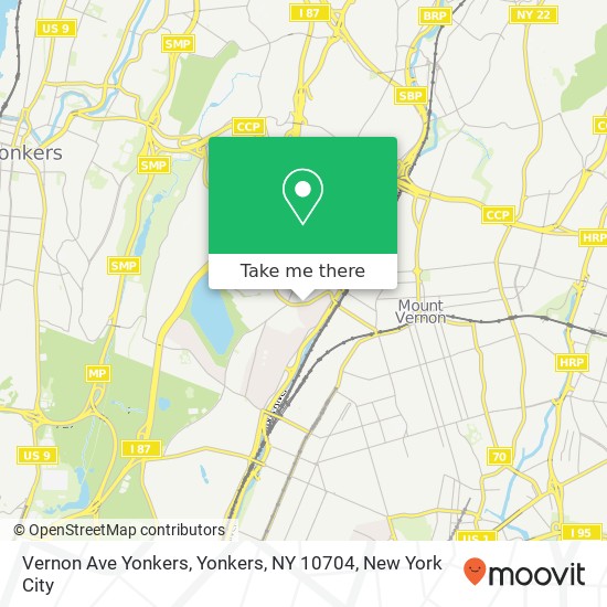 Mapa de Vernon Ave Yonkers, Yonkers, NY 10704