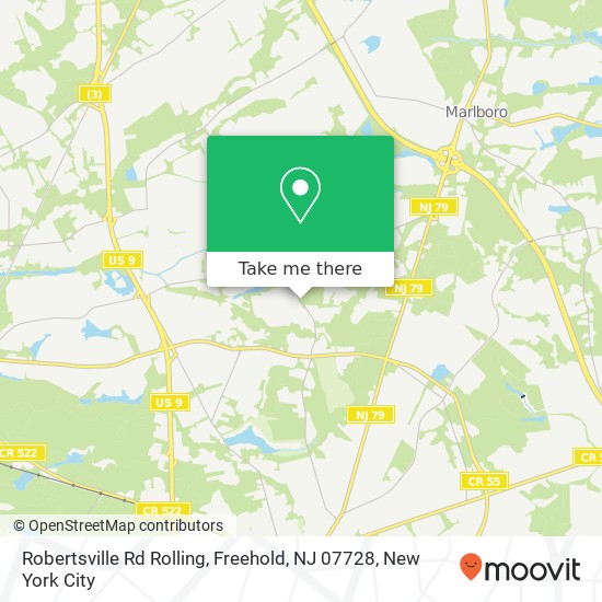 Mapa de Robertsville Rd Rolling, Freehold, NJ 07728