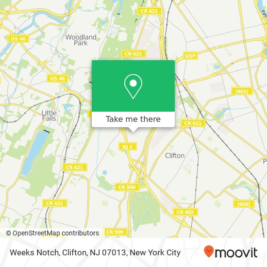 Mapa de Weeks Notch, Clifton, NJ 07013