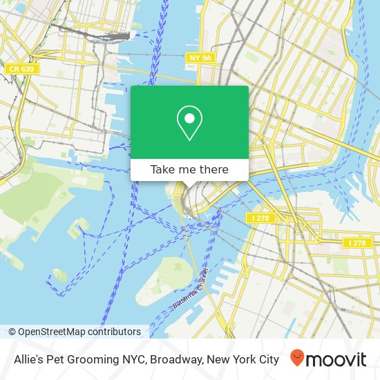 Allie's Pet Grooming NYC, Broadway map