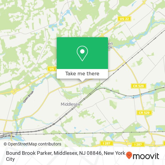 Mapa de Bound Brook Parker, Middlesex, NJ 08846