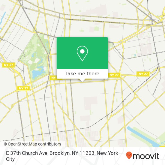 Mapa de E 37th Church Ave, Brooklyn, NY 11203