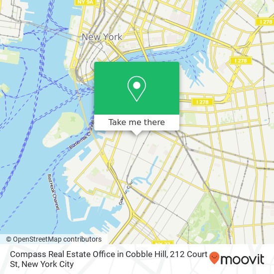 Compass Real Estate Office in Cobble Hill, 212 Court St map