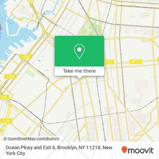 Mapa de Ocean Pkwy and Exit 6, Brooklyn, NY 11218