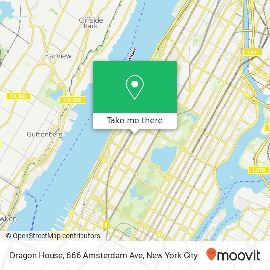 Mapa de Dragon House, 666 Amsterdam Ave