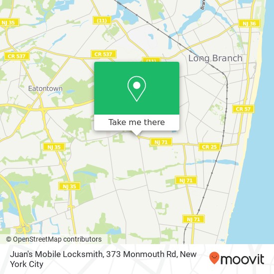 Mapa de Juan's Mobile Locksmith, 373 Monmouth Rd