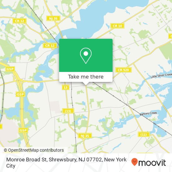 Mapa de Monroe Broad St, Shrewsbury, NJ 07702
