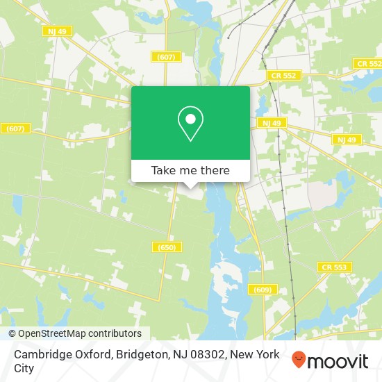 Mapa de Cambridge Oxford, Bridgeton, NJ 08302