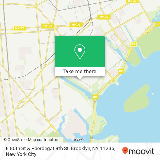 Mapa de E 80th St & Paerdegat 9th St, Brooklyn, NY 11236