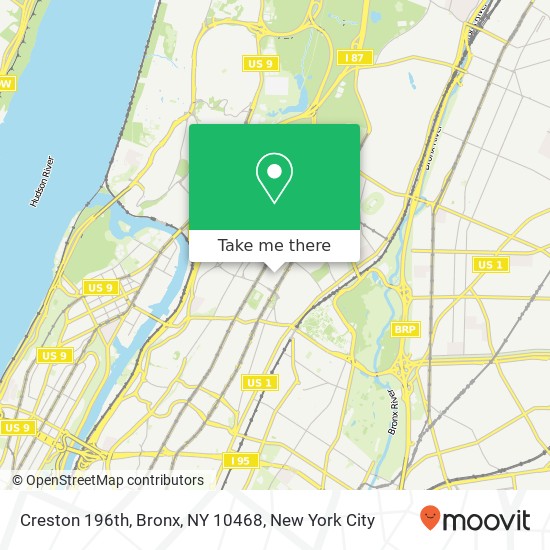 Mapa de Creston 196th, Bronx, NY 10468