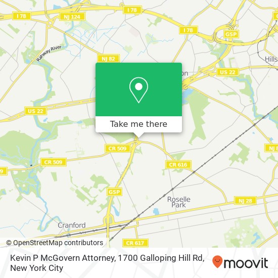 Kevin P McGovern Attorney, 1700 Galloping Hill Rd map