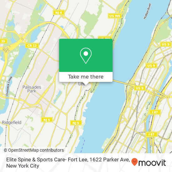 Mapa de Elite Spine & Sports Care- Fort Lee, 1622 Parker Ave