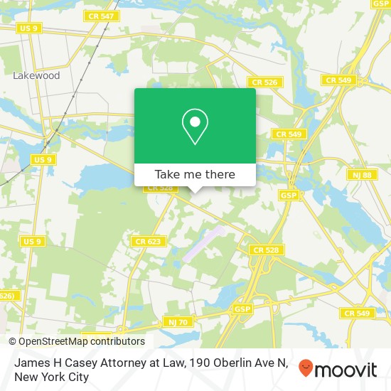 Mapa de James H Casey Attorney at Law, 190 Oberlin Ave N