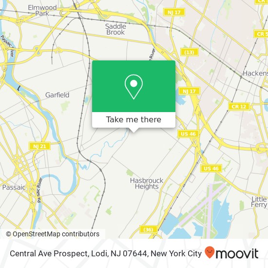 Mapa de Central Ave Prospect, Lodi, NJ 07644