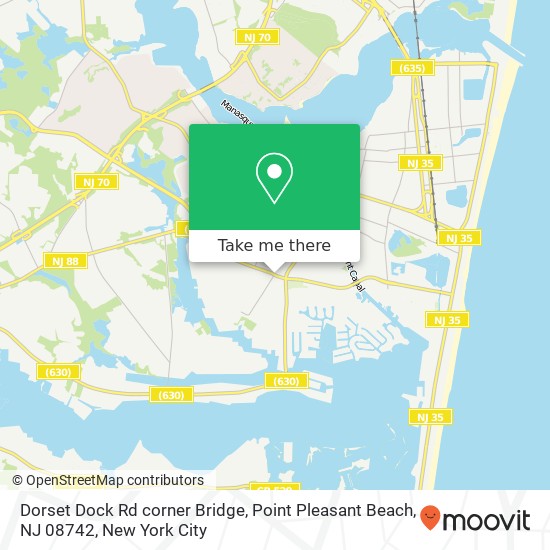 Mapa de Dorset Dock Rd corner Bridge, Point Pleasant Beach, NJ 08742