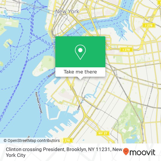 Clinton crossing President, Brooklyn, NY 11231 map