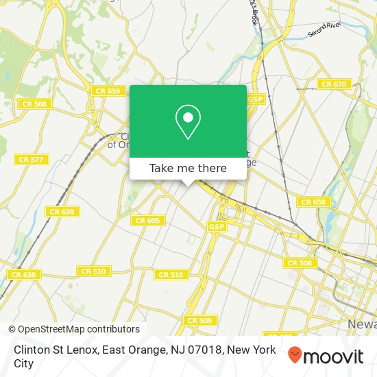 Mapa de Clinton St Lenox, East Orange, NJ 07018