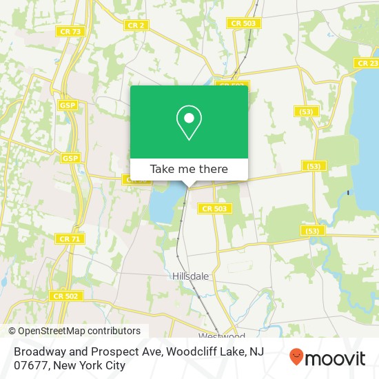 Mapa de Broadway and Prospect Ave, Woodcliff Lake, NJ 07677