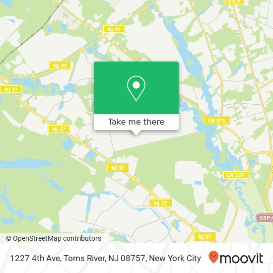 Mapa de 1227 4th Ave, Toms River, NJ 08757