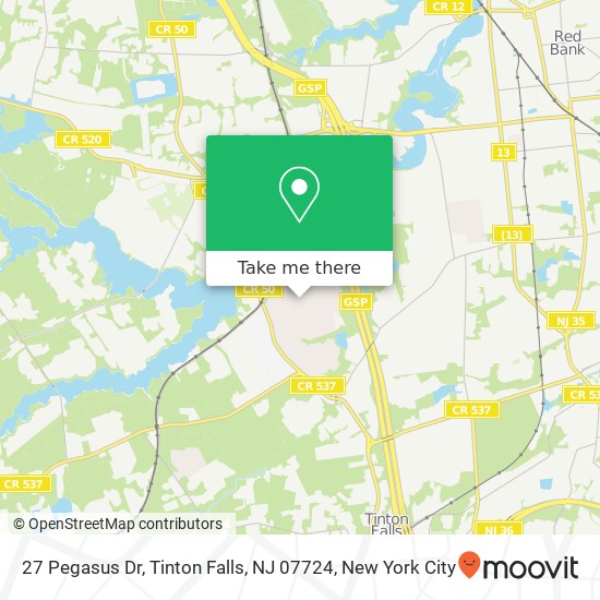 Mapa de 27 Pegasus Dr, Tinton Falls, NJ 07724