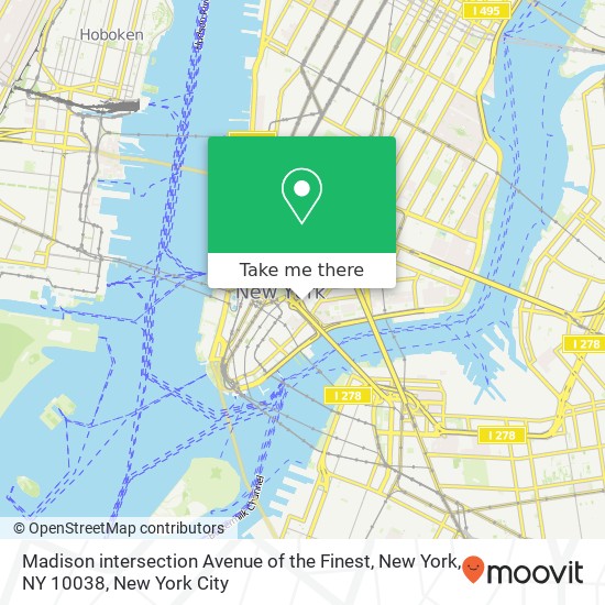 Mapa de Madison intersection Avenue of the Finest, New York, NY 10038