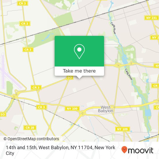 14th and 15th, West Babylon, NY 11704 map
