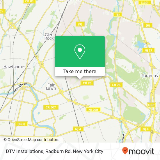 Mapa de DTV Installations, Radburn Rd