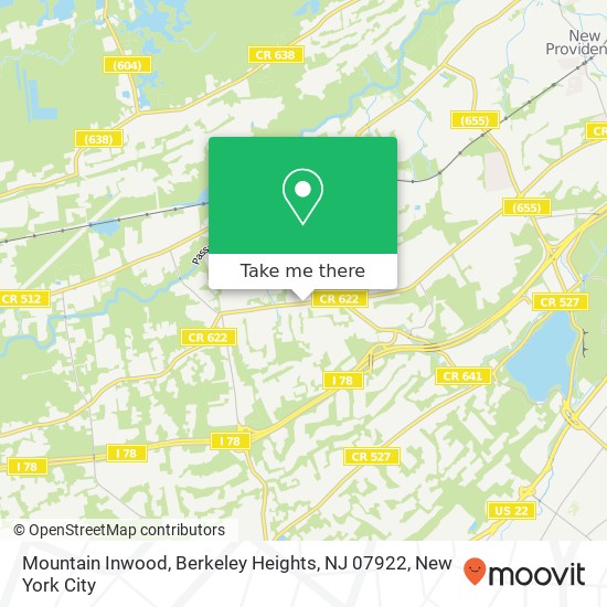 Mapa de Mountain Inwood, Berkeley Heights, NJ 07922