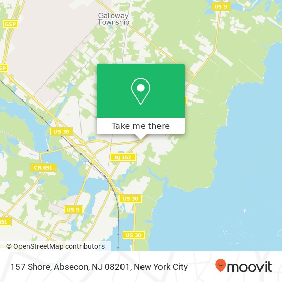 Mapa de 157 Shore, Absecon, NJ 08201